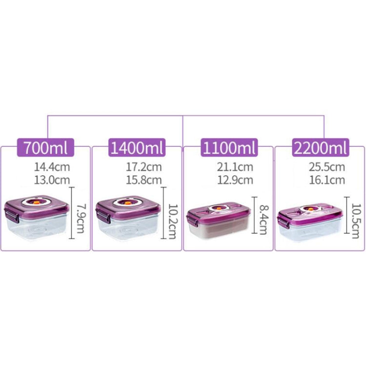 Evacuated Box Plastic Fresh-keeping Refrigerated Heating Round Rectangular Food Storage Box, Capacity:700ml