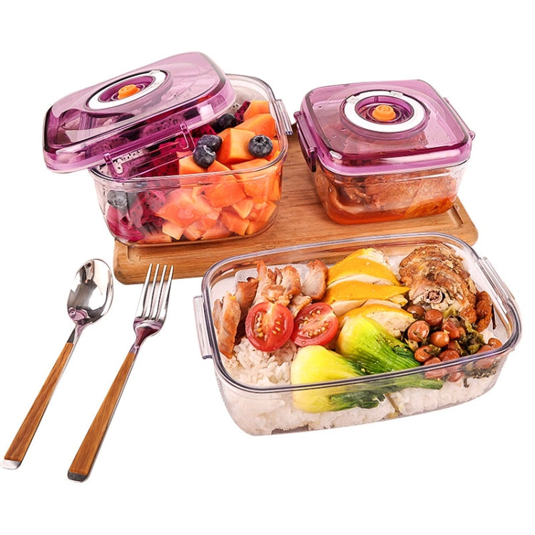 Evacuated Box Plastic Fresh-keeping Refrigerated Heating Round Rectangular Food Storage Box, Capacity:700ml