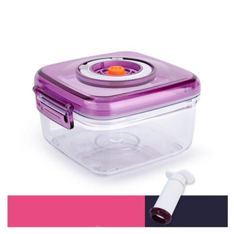 Evacuated Box Plastic Fresh-keeping Refrigerated Heating Round Rectangular Food Storage Box, Capacity:1400ml