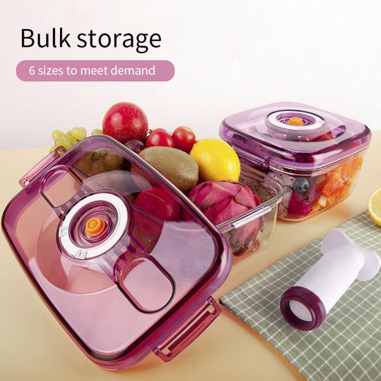 Evacuated Box Plastic Fresh-keeping Refrigerated Heating Round Rectangular Food Storage Box, Capacity:1400ml