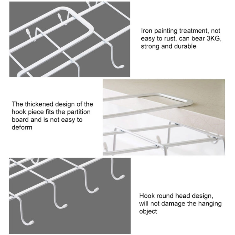 Hanging Nail-free Partition Cup Holder Creative Kitchen Supplies Storage Rack, Style:8 Hooks