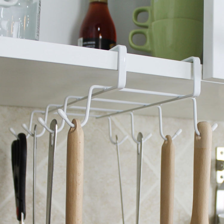 Hanging Nail-free Partition Cup Holder Creative Kitchen Supplies Storage Rack, Style:8 Hooks