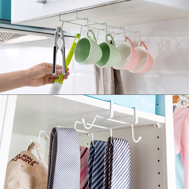 Hanging Nail-free Partition Cup Holder Creative Kitchen Supplies Storage Rack, Style:8 Hooks