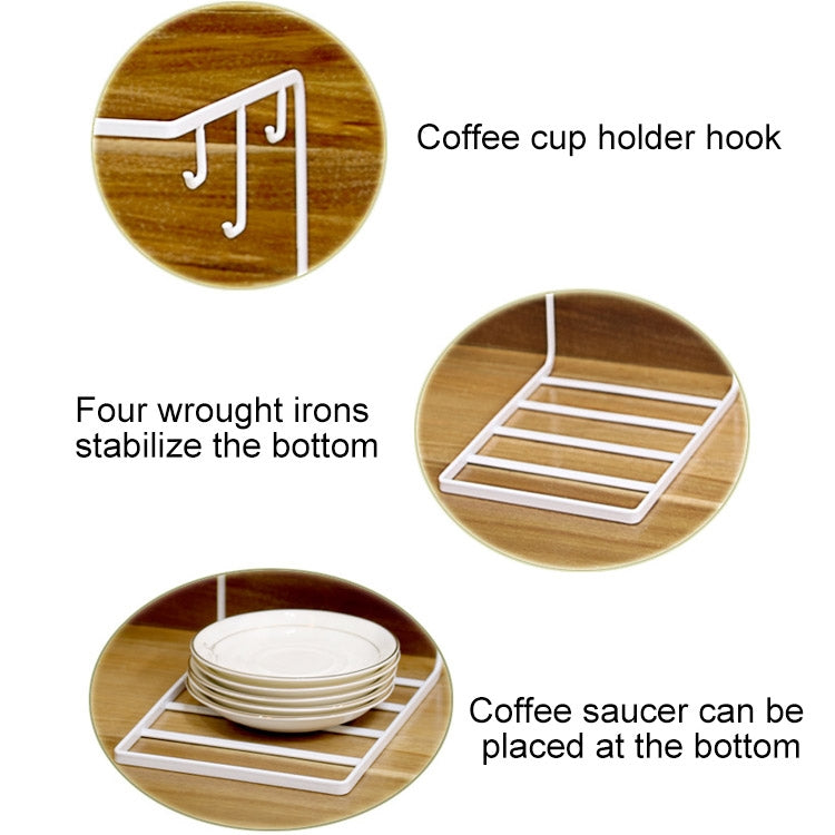 Hanging Nail-free Partition Cup Holder Creative Kitchen Supplies Storage Rack, Style:6 Hooks