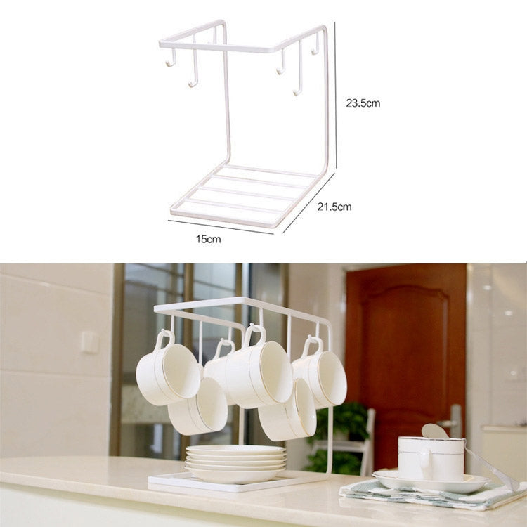 Hanging Nail-free Partition Cup Holder Creative Kitchen Supplies Storage Rack, Style:6 Hooks