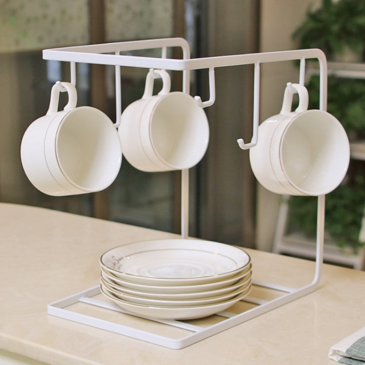 Hanging Nail-free Partition Cup Holder Creative Kitchen Supplies Storage Rack, Style:6 Hooks