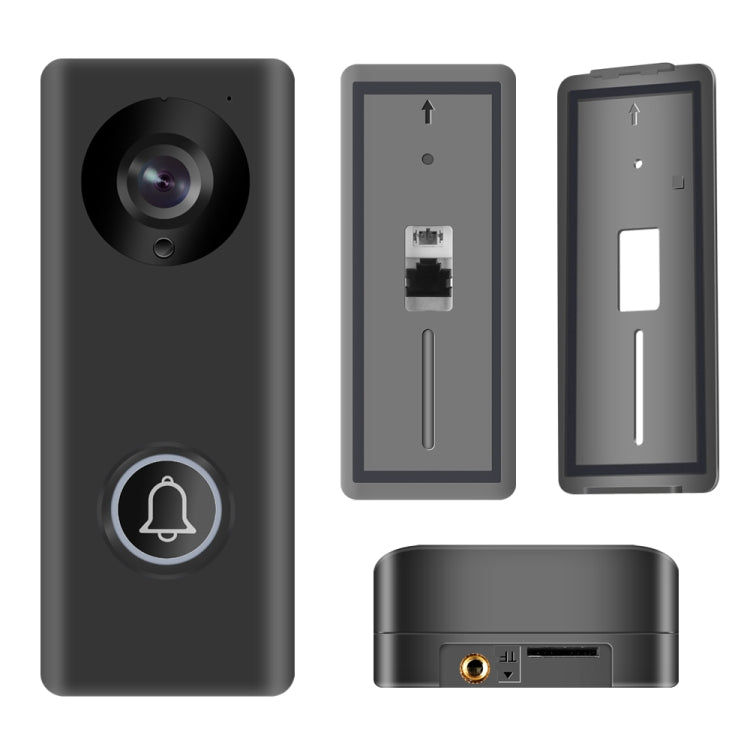 1080P Wireless Intelligent Video Doorbell Mobile Remote Monitoring HD Security Intercom Doorbell(Black)