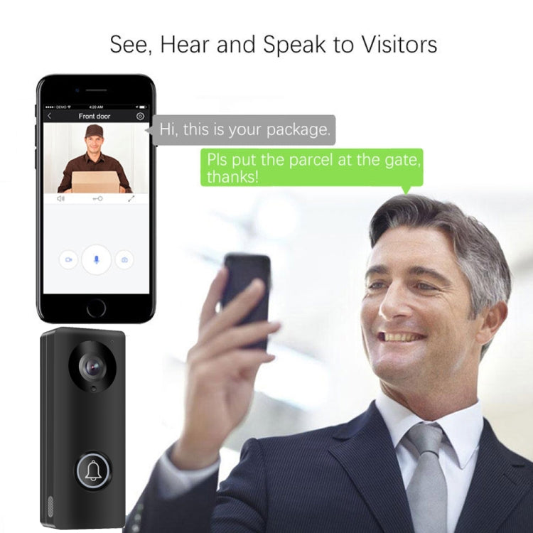 1080P Wireless Intelligent Video Doorbell Mobile Remote Monitoring HD Security Intercom Doorbell(Black)