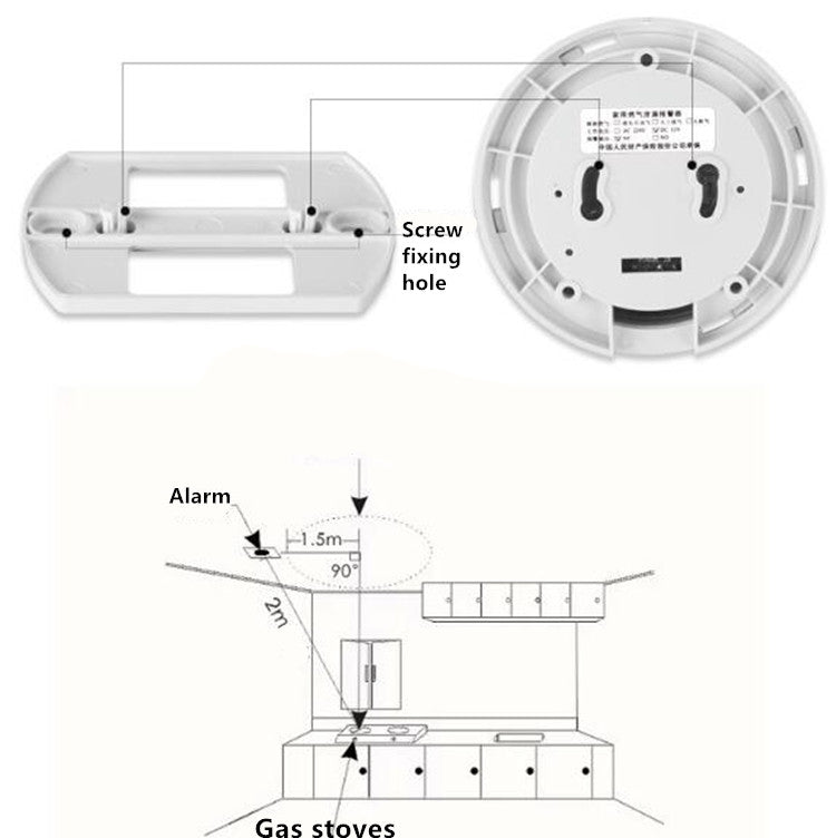 12V Household Gas Alarm Networked Detector Ceiling Gas Leakage Induction Detector(White)