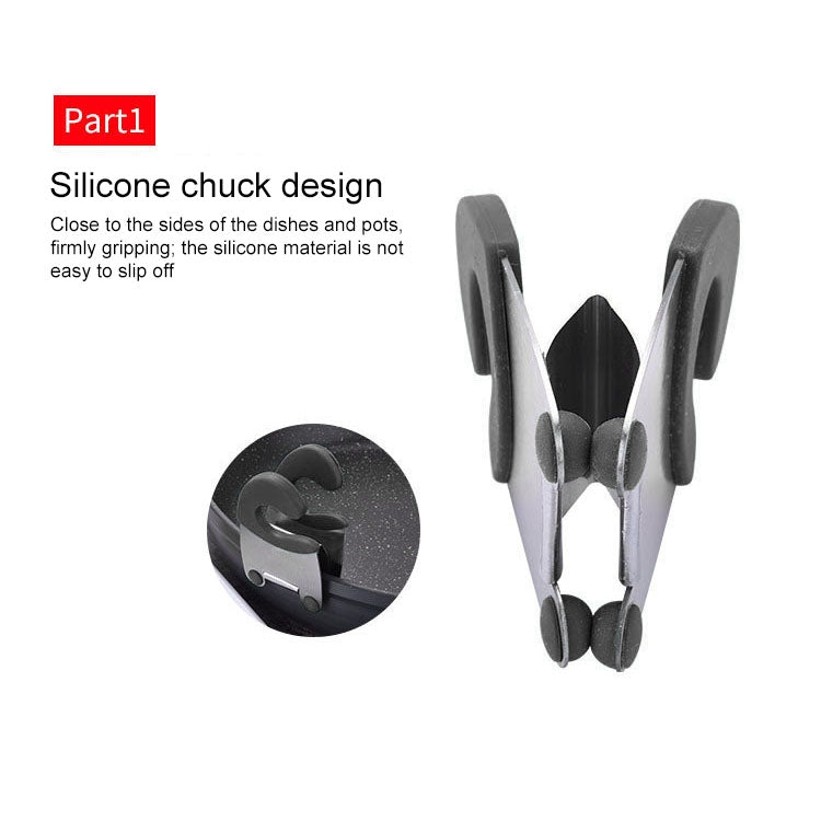 5 PCS Stainless Steel Plastic Pan Edge Clamp Anti-Scald Rubber Bracket Kitchen Gadgets
