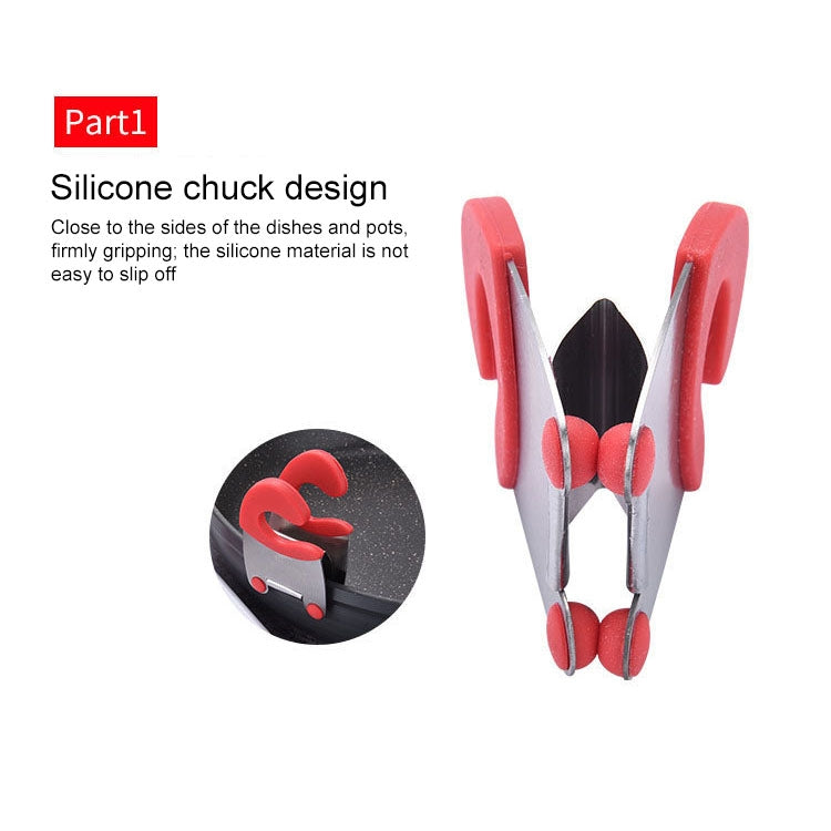 5 PCS Stainless Steel Plastic Pan Edge Clamp Anti-Scald Rubber Bracket Kitchen Gadgets