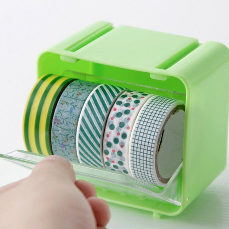 6 PCS Tape Storage Box Cutter Desktop Stationery Storage Box(Green)