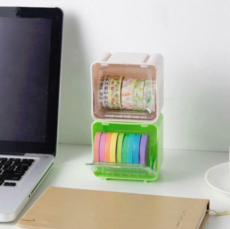 6 PCS Tape Storage Box Cutter Desktop Stationery Storage Box(Green)