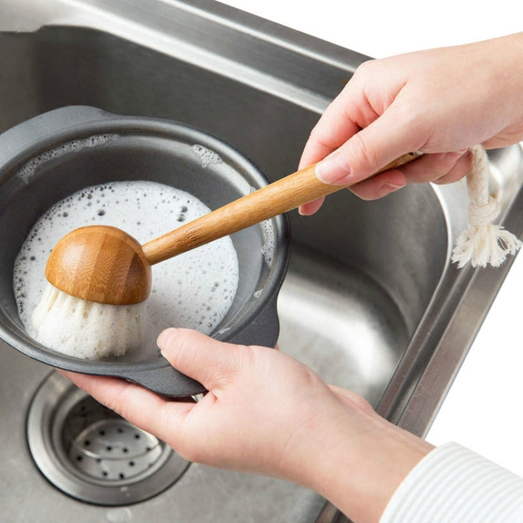 3 PCS Home Kitchen Wooden Non-sticky Oil Washing Pot Brush Long Handle Dish Brush