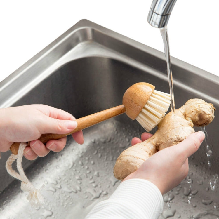 3 PCS Home Kitchen Wooden Non-sticky Oil Washing Pot Brush Long Handle Dish Brush