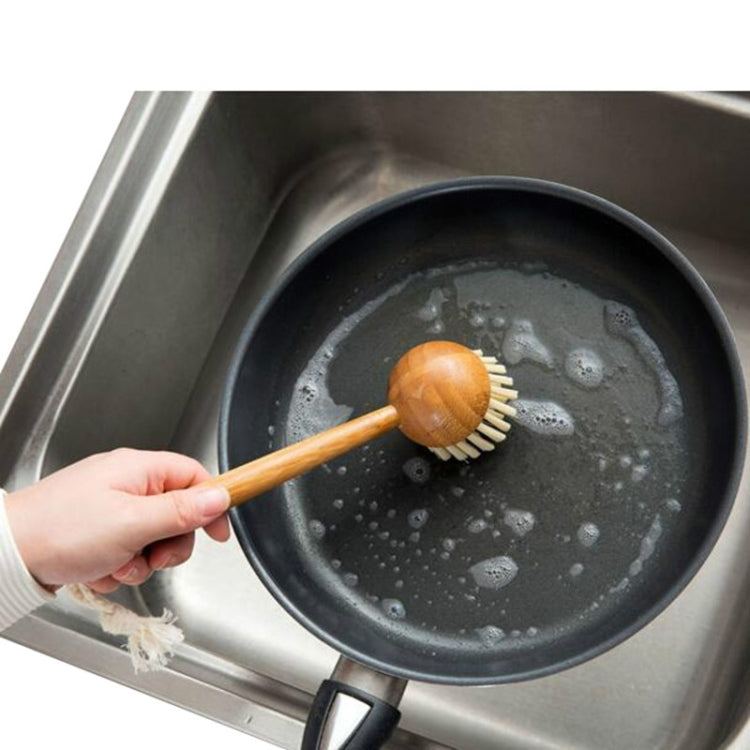 3 PCS Home Kitchen Wooden Non-sticky Oil Washing Pot Brush Long Handle Dish Brush