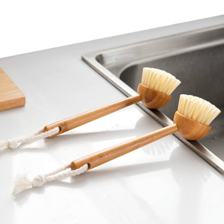 3 PCS Home Kitchen Wooden Non-sticky Oil Washing Pot Brush Long Handle Dish Brush