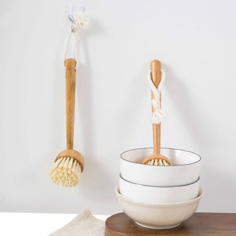 3 PCS Home Kitchen Wooden Non-sticky Oil Washing Pot Brush Long Handle Dish Brush