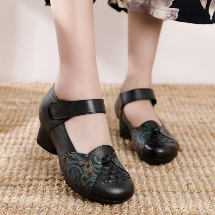 Women Shoes Leather Square Heel Shoes, Size:41