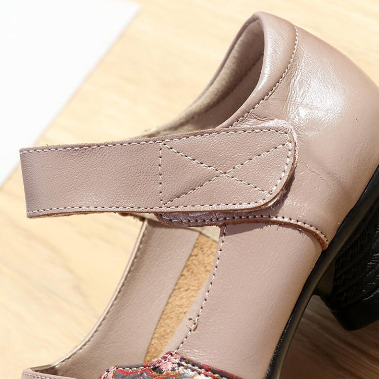 Women Shoes Leather Square Heel Shoes, Size:41