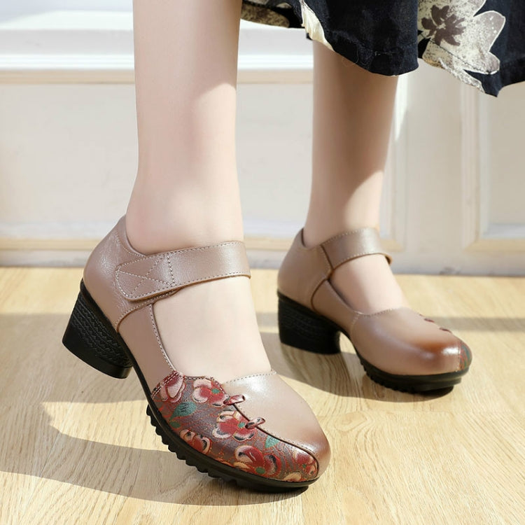 Women Shoes Leather Square Heel Shoes, Size:41