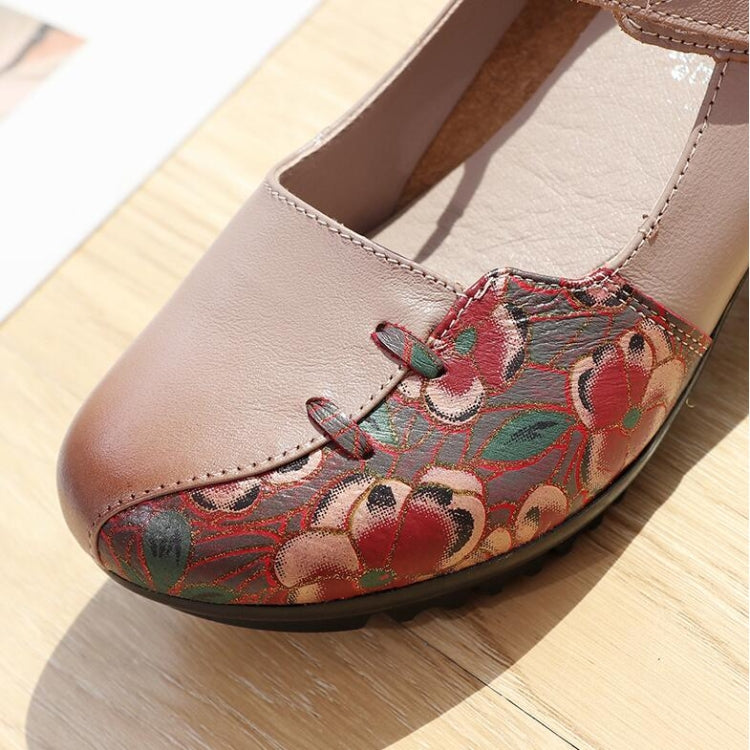 Women Shoes Leather Square Heel Shoes, Size:42
