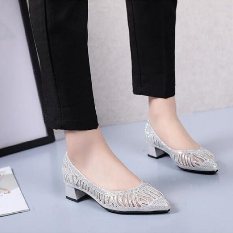 Women Shoes Hollow Rhinestone Pumps, Size:34