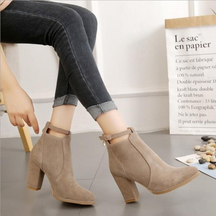 Women Shoes Suede Boots Pointed High Heels, Size:35