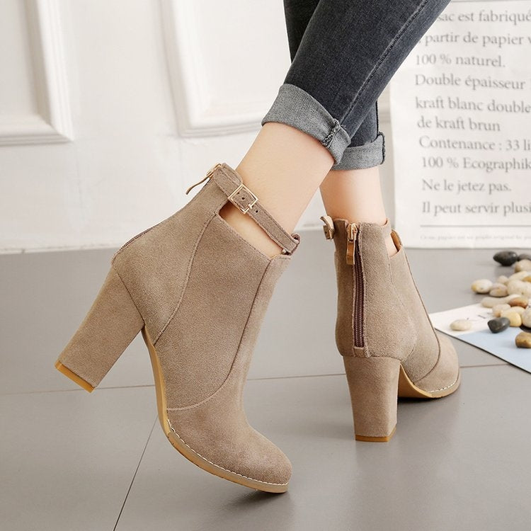 Women Shoes Suede Boots Pointed High Heels, Size:35