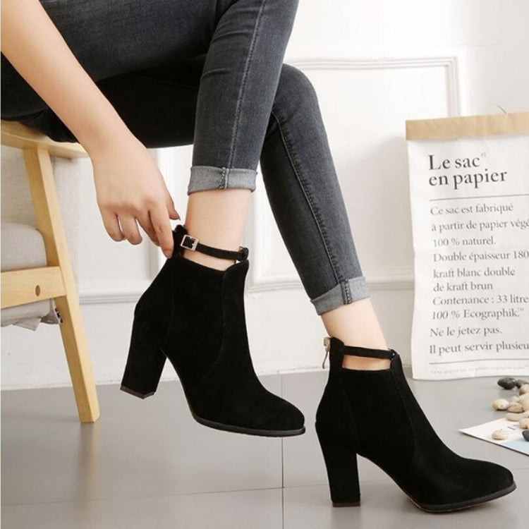 Women Shoes Suede Boots Pointed High Heels, Size:35