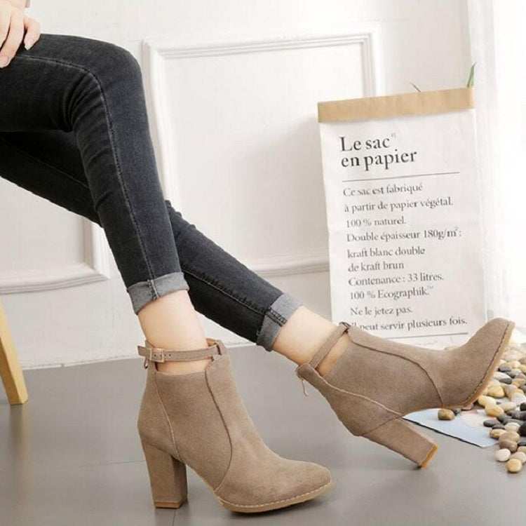 Women Shoes Suede Boots Pointed High Heels, Size:35