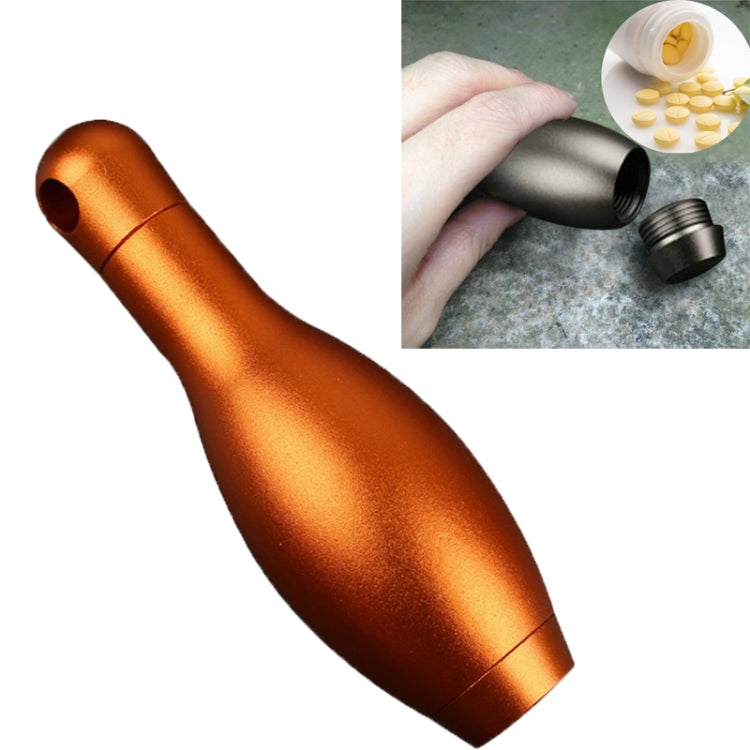 Outdoor Mini Bowling Shape Aluminum Alloy Waterproof Warehouse Sealed Bottle Camping Survival Tool