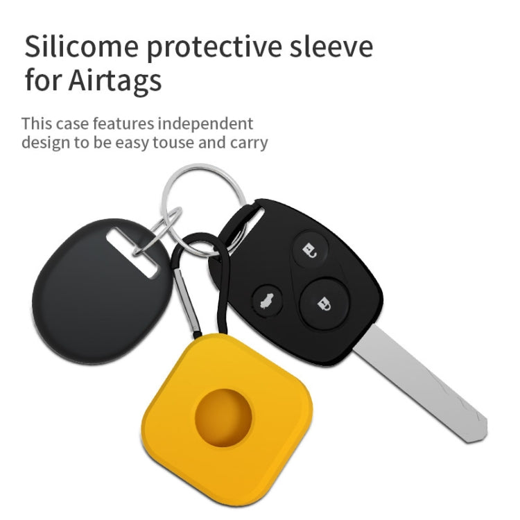 4 PCS Square Shape Shockproof Anti-scratch Silicone Protective Case with Carabiner for AirTag