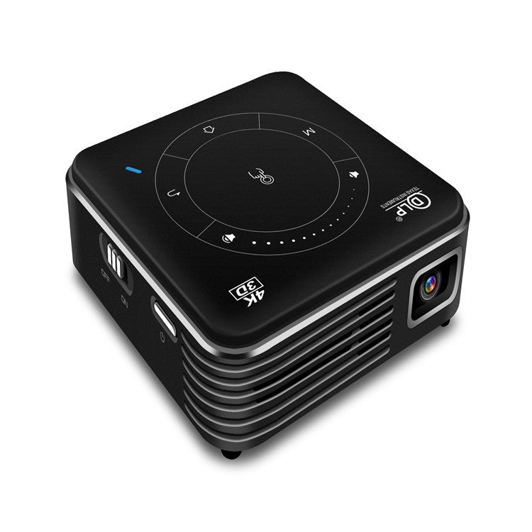 P11 4K HD DLP Mini 3D Projector 4G + 32G Smart Micro Convenient Projector, Style:EU Plug(Black)
