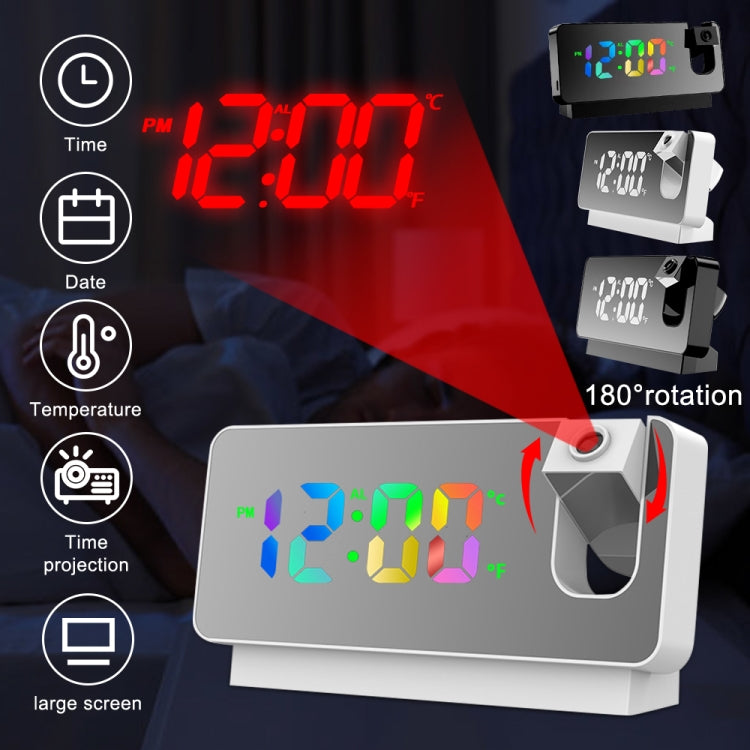 S282 Colorful Font Mute Electronic Digital Clock Mirror Projection Alarm Clock