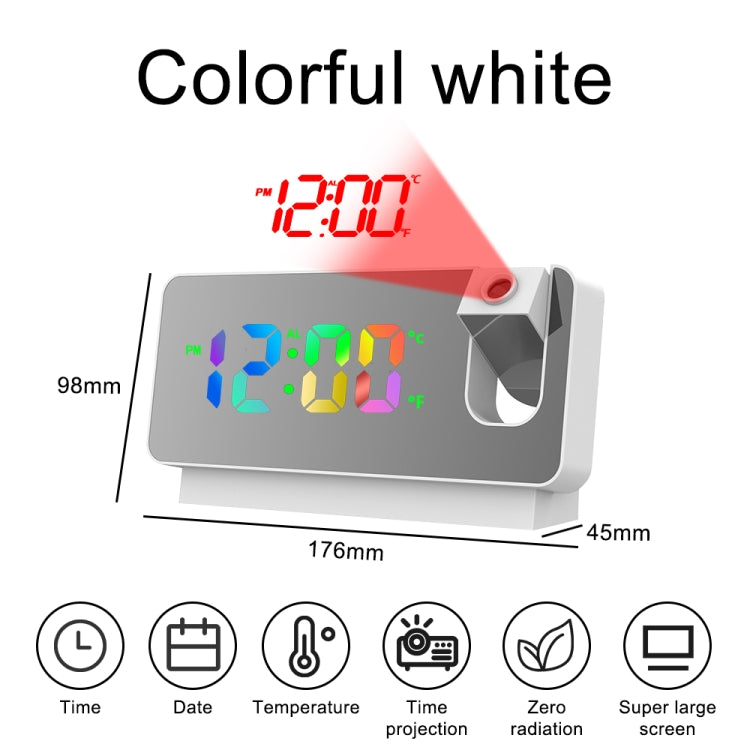 S282 Colorful Font Mute Electronic Digital Clock Mirror Projection Alarm Clock