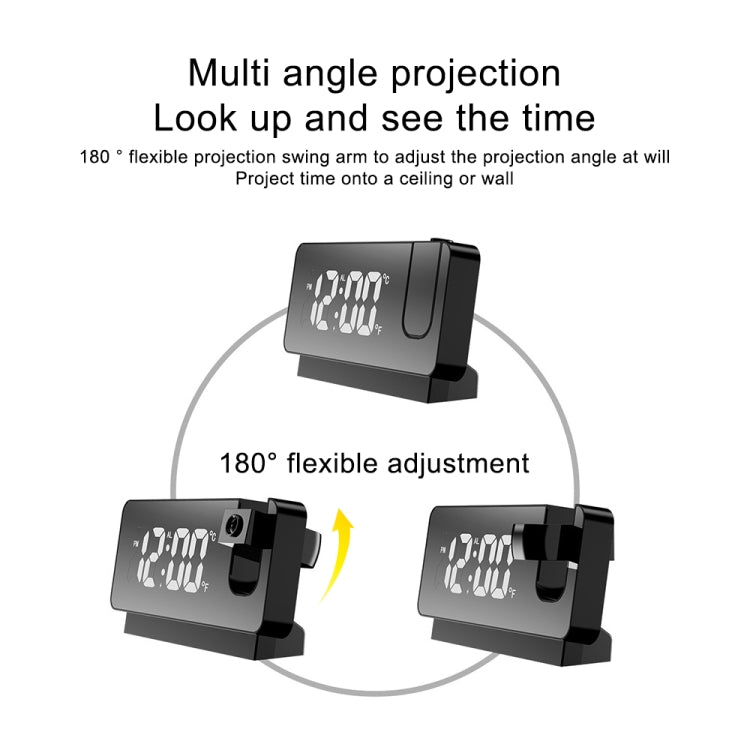 S282 Colorful Font Mute Electronic Digital Clock Mirror Projection Alarm Clock