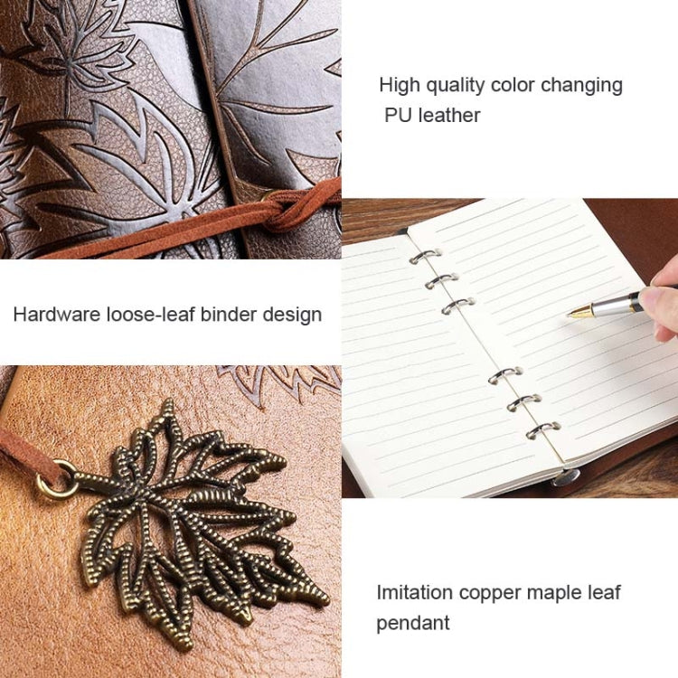 A5 PU Maple Retro Straps Handbook Loose-leaf Notebook
