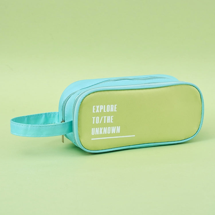 Candy Color Handheld Large Capacity Pencil Bag Double Zipper Stationery Bag