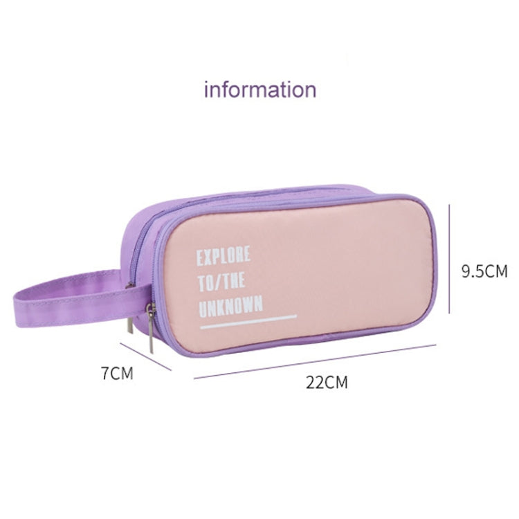 Candy Color Handheld Large Capacity Pencil Bag Double Zipper Stationery Bag