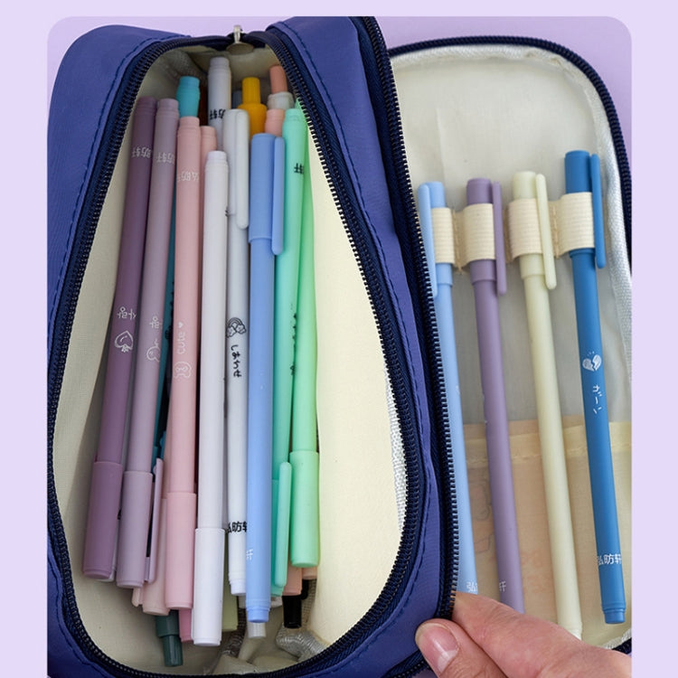 Candy Color Handheld Large Capacity Pencil Bag Double Zipper Stationery Bag