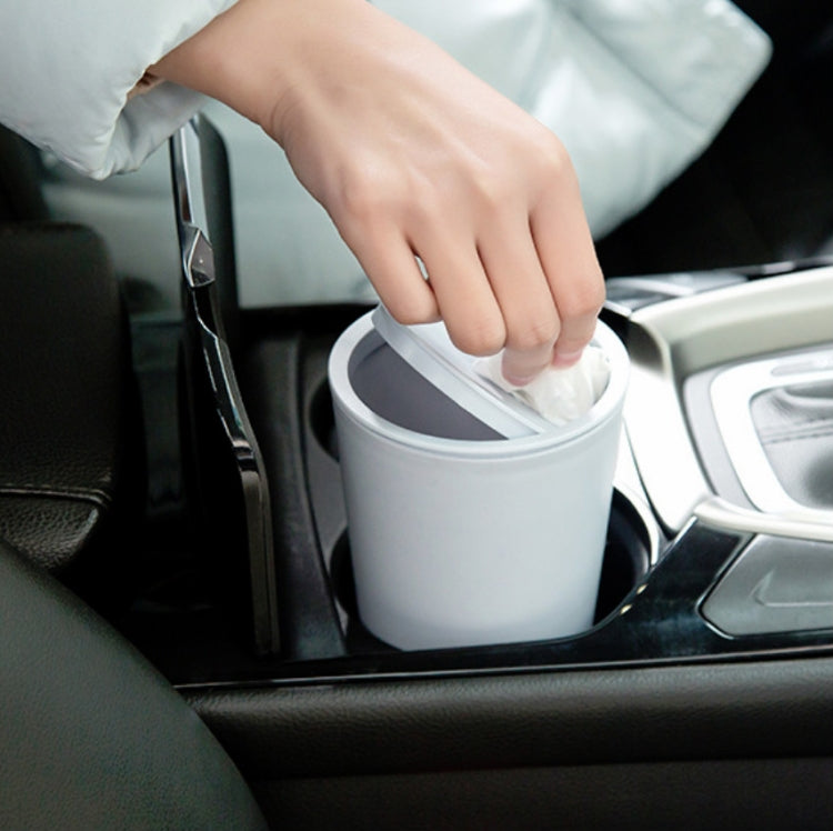 6 PCS Desktop Plastic Rocker Cover Car Storage Round Barrel Car Tissue Trash Can