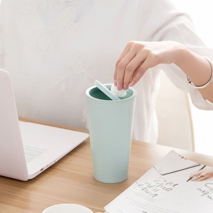 6 PCS Desktop Plastic Rocker Cover Car Storage Round Barrel Car Tissue Trash Can