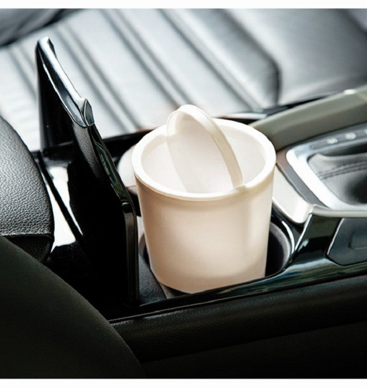 6 PCS Desktop Plastic Rocker Cover Car Storage Round Barrel Car Tissue Trash Can