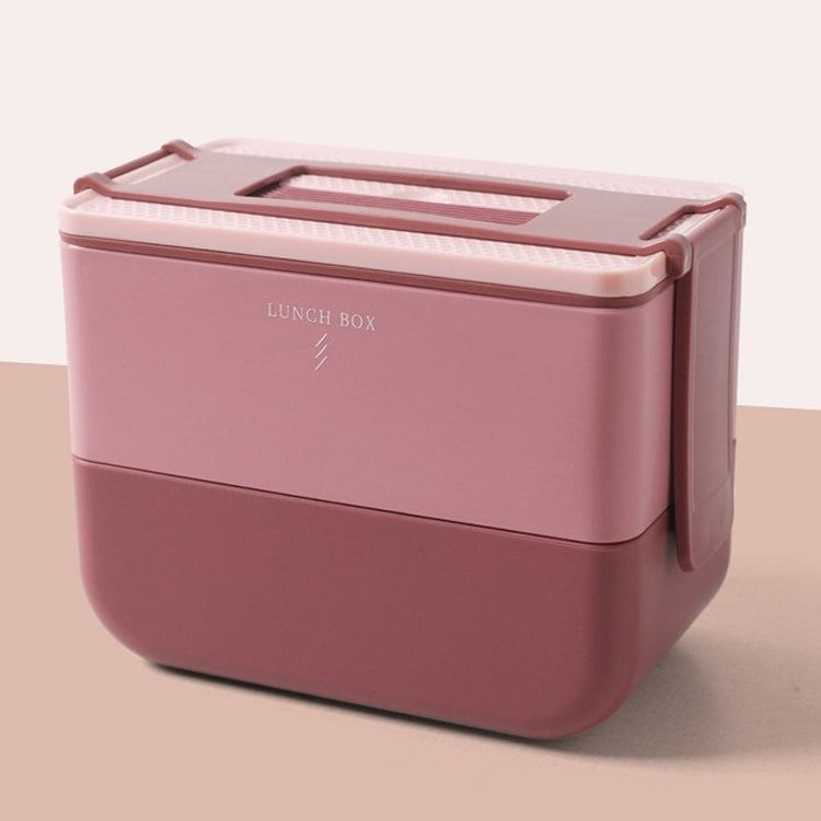 Square Portable Insulation Partitioned Lunch Box Student Office Workers Heated Microwave Oven Bento Box, Style:Double Layer