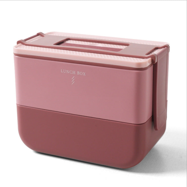Square Portable Insulation Partitioned Lunch Box Student Office Workers Heated Microwave Oven Bento Box, Style:Double Layer