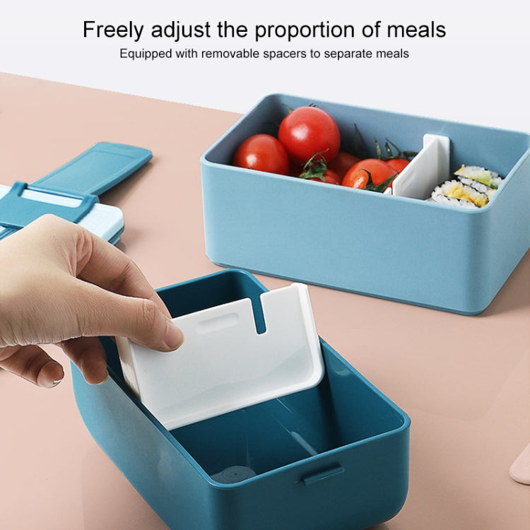 Square Portable Insulation Partitioned Lunch Box Student Office Workers Heated Microwave Oven Bento Box, Style:Double Layer