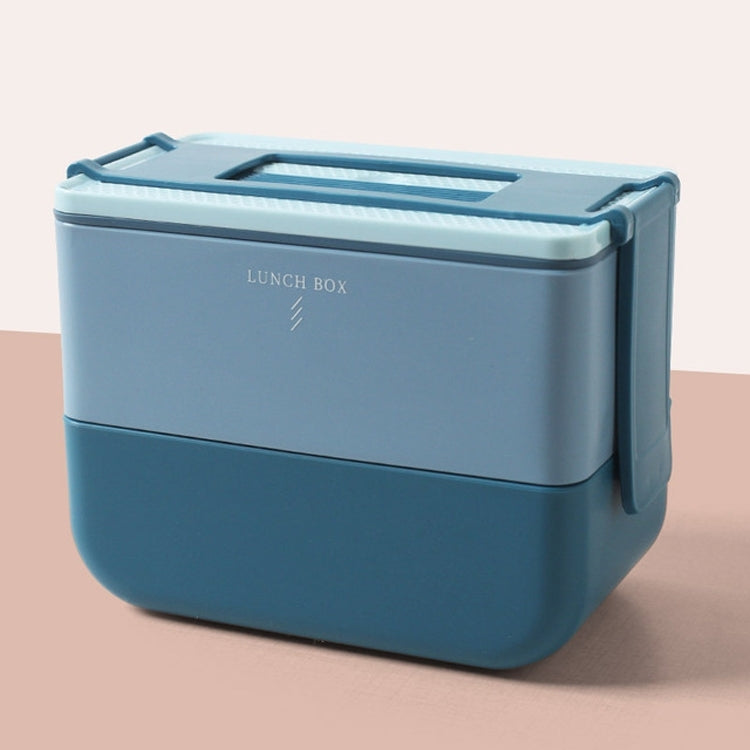 Square Portable Insulation Partitioned Lunch Box Student Office Workers Heated Microwave Oven Bento Box, Style:Double Layer