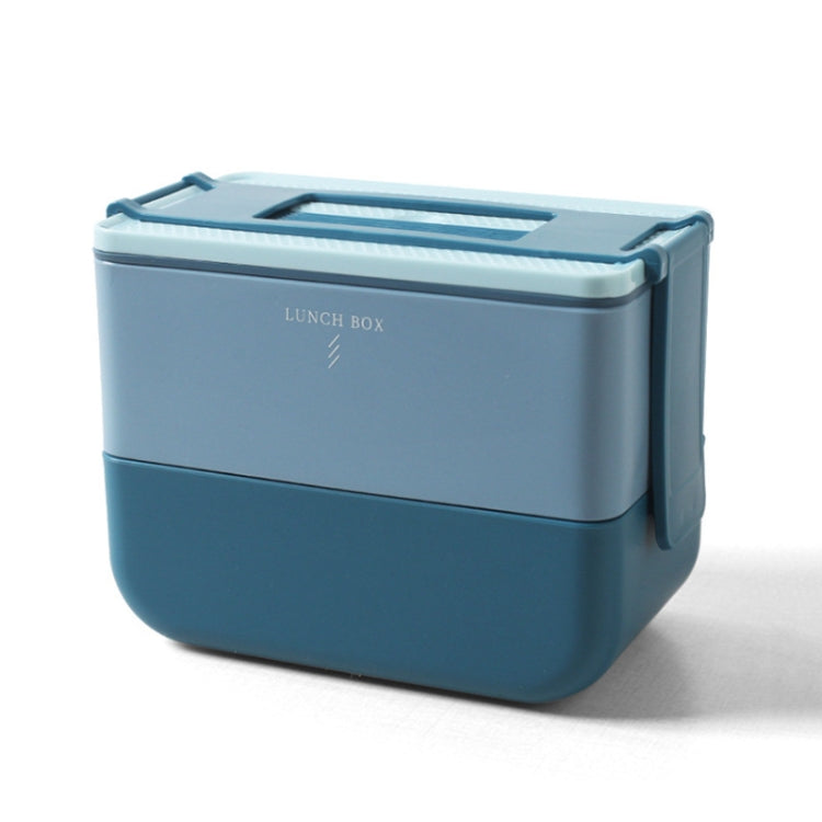 Square Portable Insulation Partitioned Lunch Box Student Office Workers Heated Microwave Oven Bento Box, Style:Double Layer