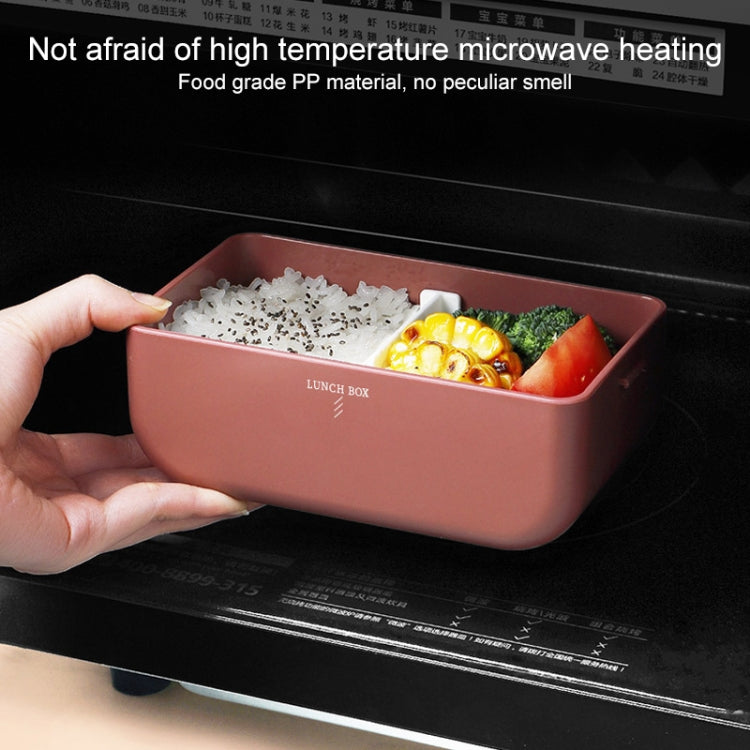 Square Portable Insulation Partitioned Lunch Box Student Office Workers Heated Microwave Oven Bento Box, Style:Double Layer